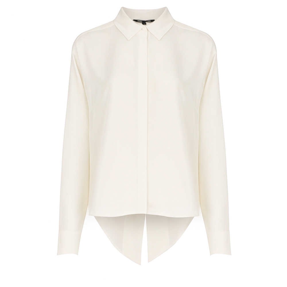 NWT French Connection Asymmetric Silk Cream Blouse